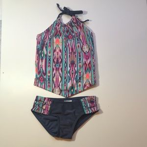 ART CLASS Aztec Multi  Color 2 piece Swimsuit Bathing Suit Tankini Girl's XS